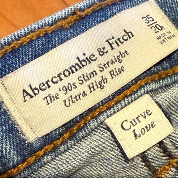 ABERCROMBIE & FITCH Curve Love 90’s Straight Ultra High Rise Denim Jeans 20 - Picture 2 of 3